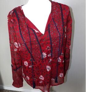 Venus Blouse Womens 6 Floral Boho‎ Lined Long Sleeve Top Flowy